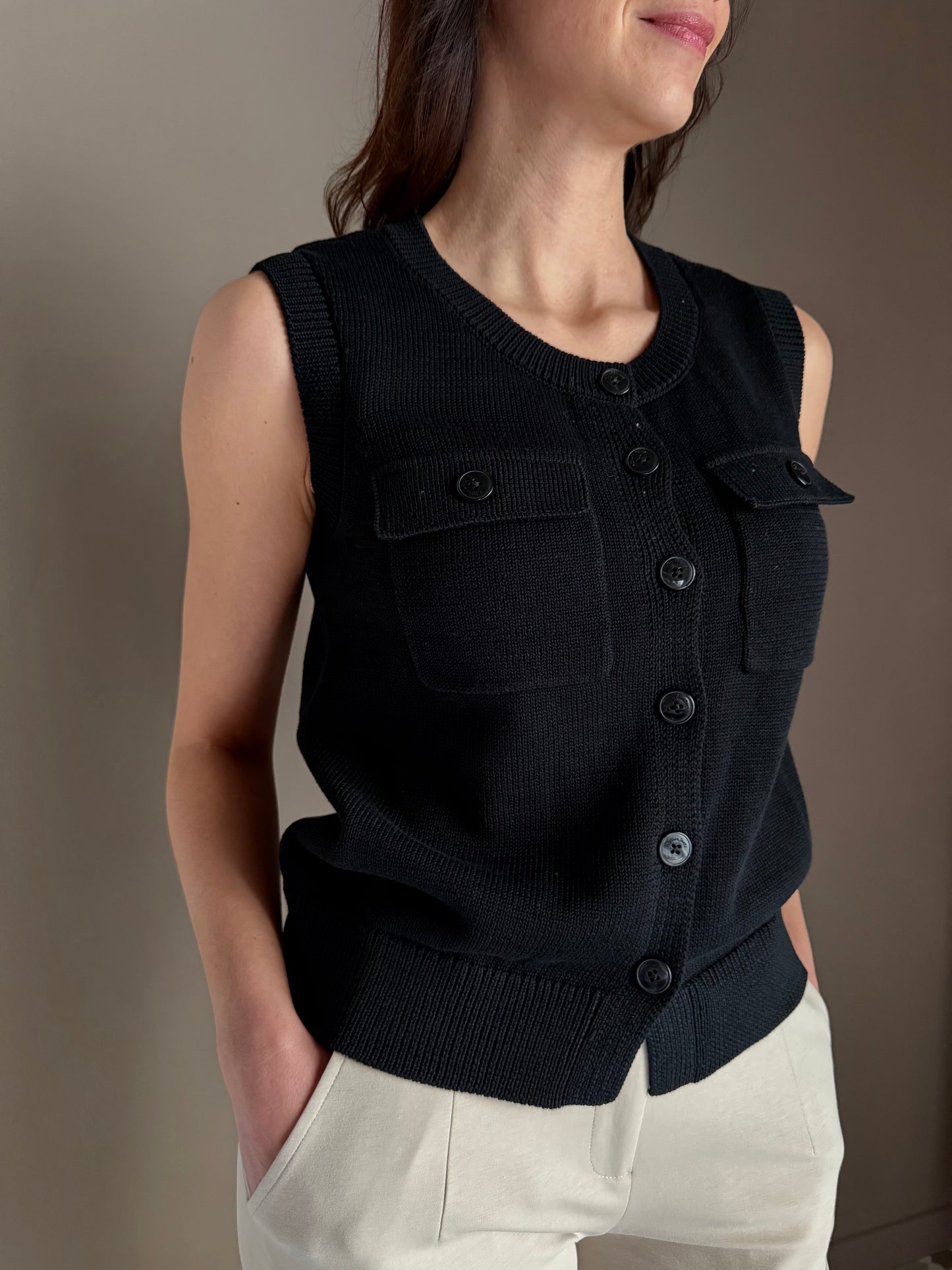 Gilet con taschini in cotone