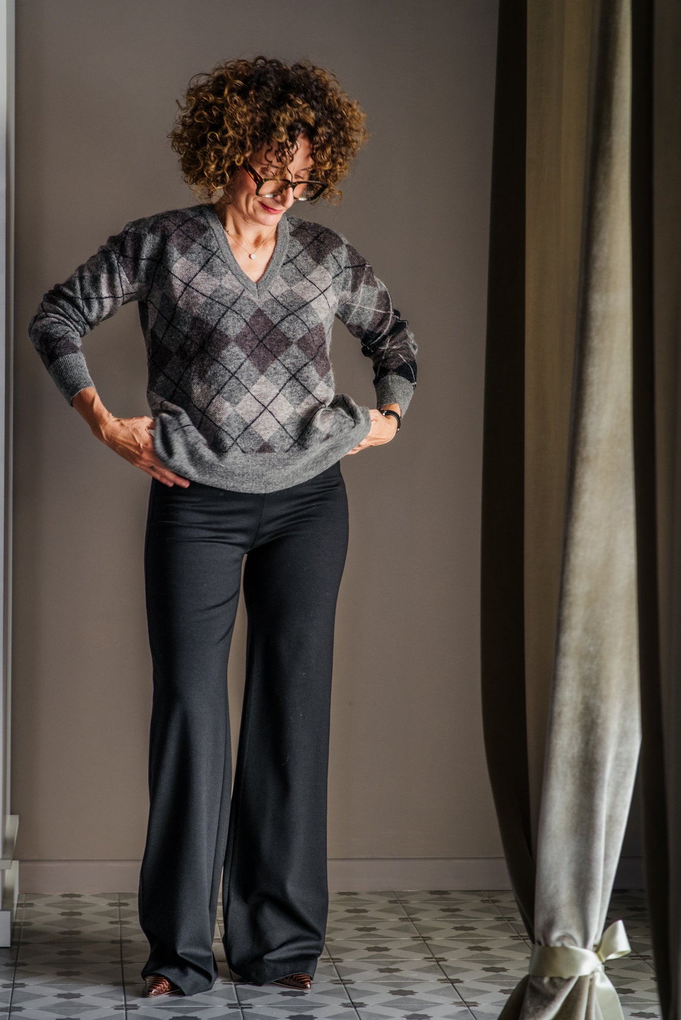 Pull Argyle a Scollo a V Alessia Santi