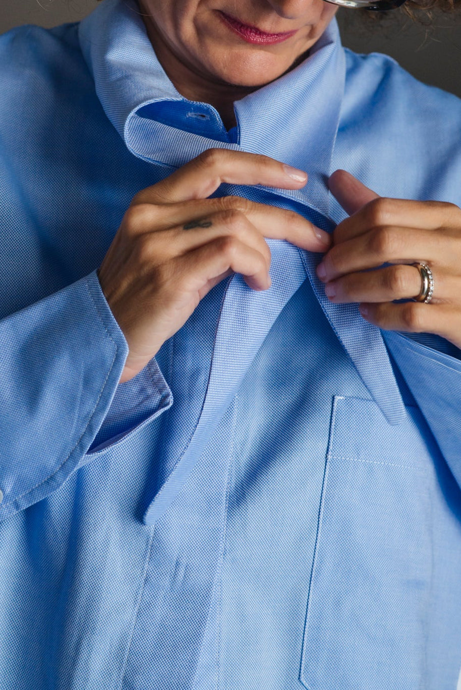 Camicia in cotone Oxford con collo scultoreo