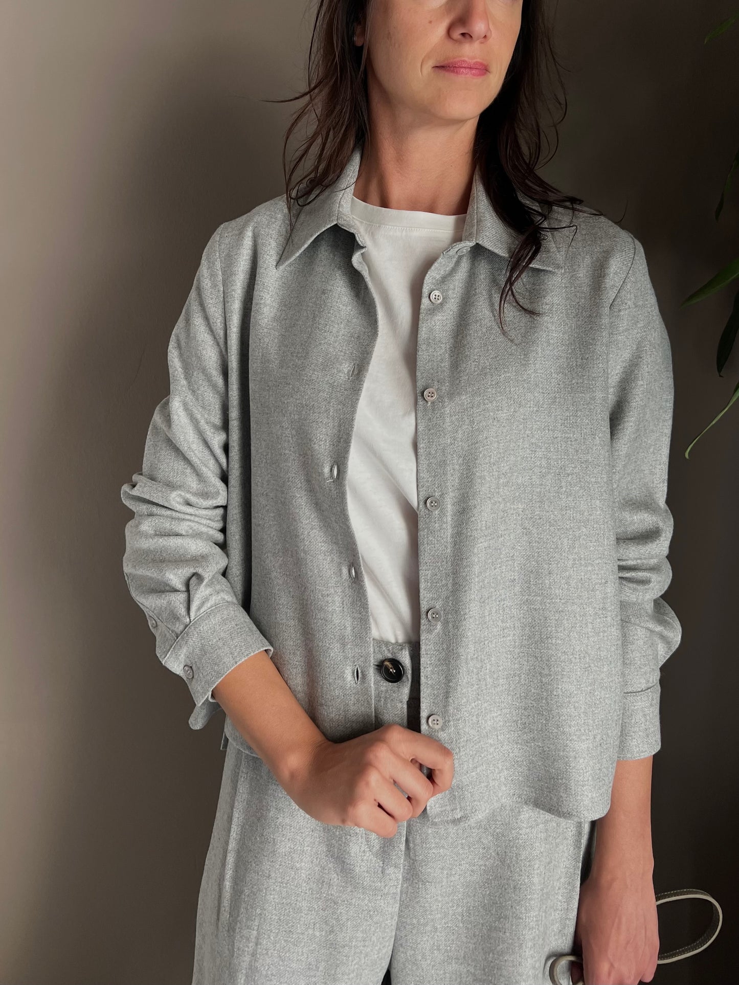 Camicia in flanella grigio perla