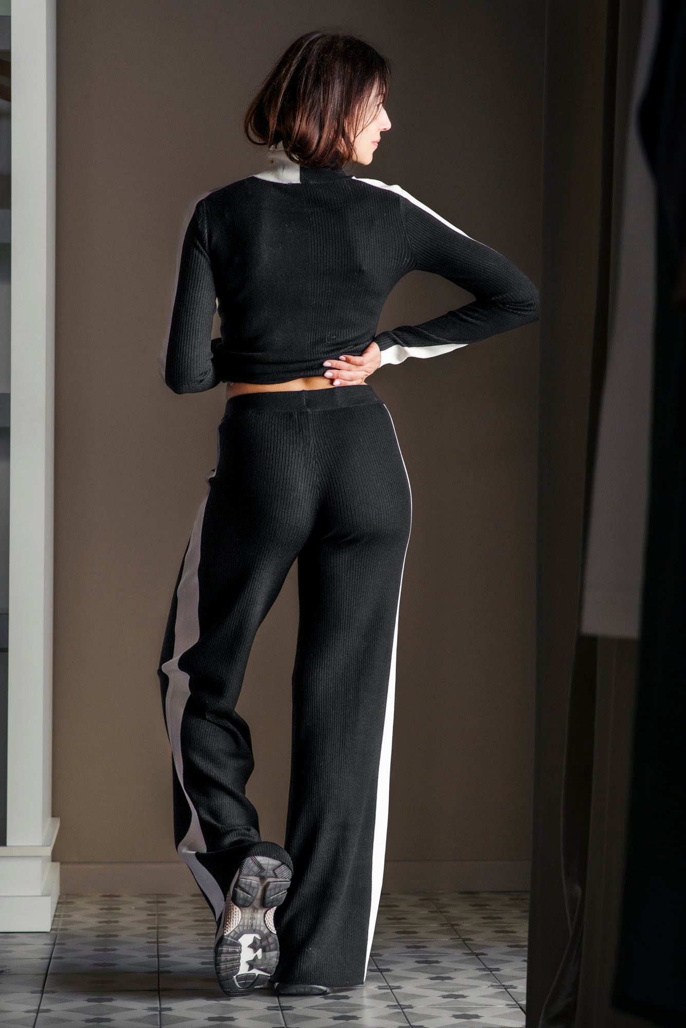 Pantalone Fly in Maglia Misto Lana Bi-Texture