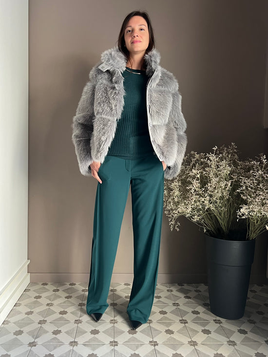 Pantalone a palazzo in crêpe fluid Deep Green