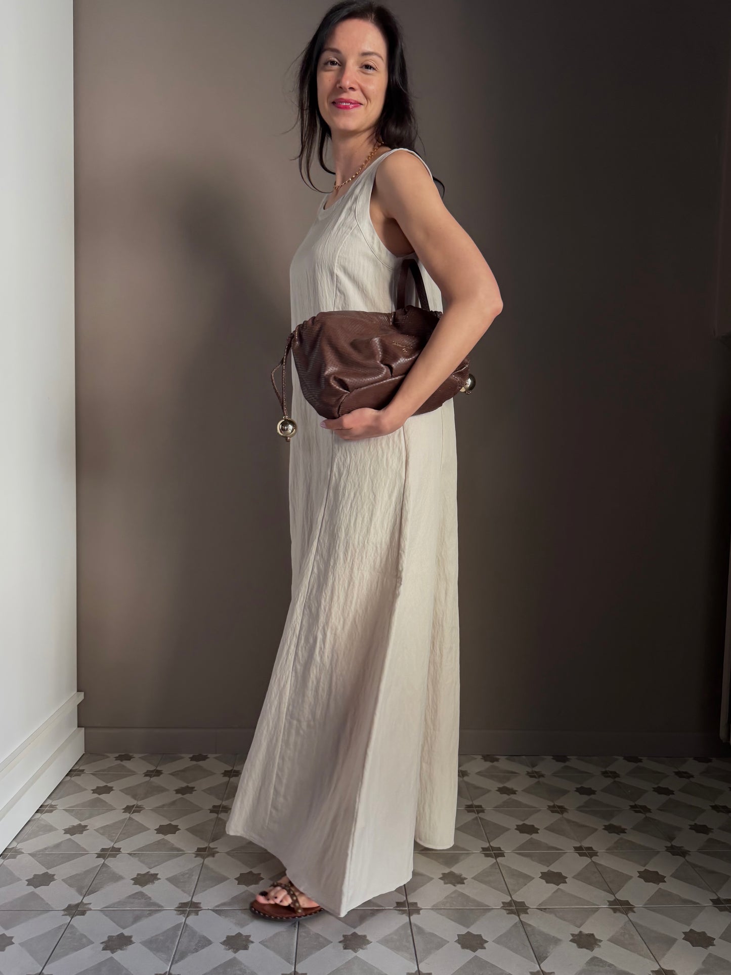 Vestito Lungo in Tessuto Strutturato – Alessia Santi