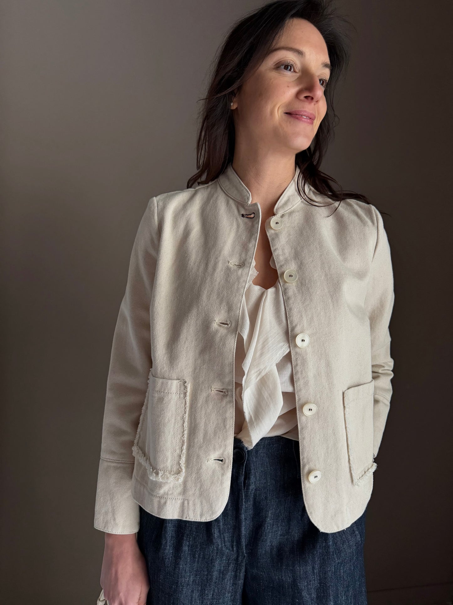 Giacca strutturata in cotone avorio