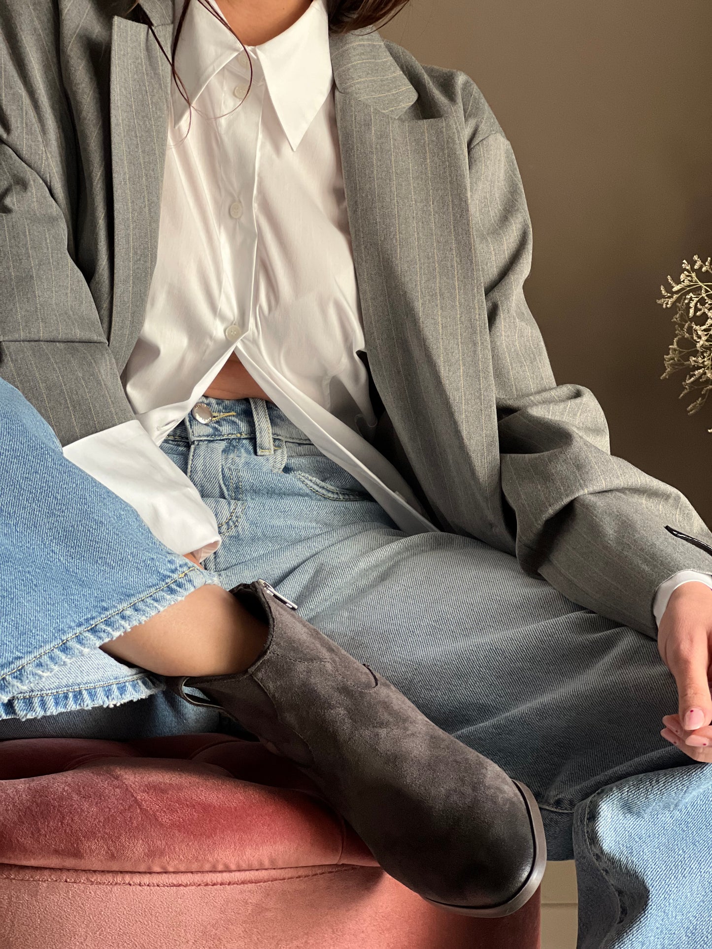 Stivaletto texano Ash in camoscio antracite