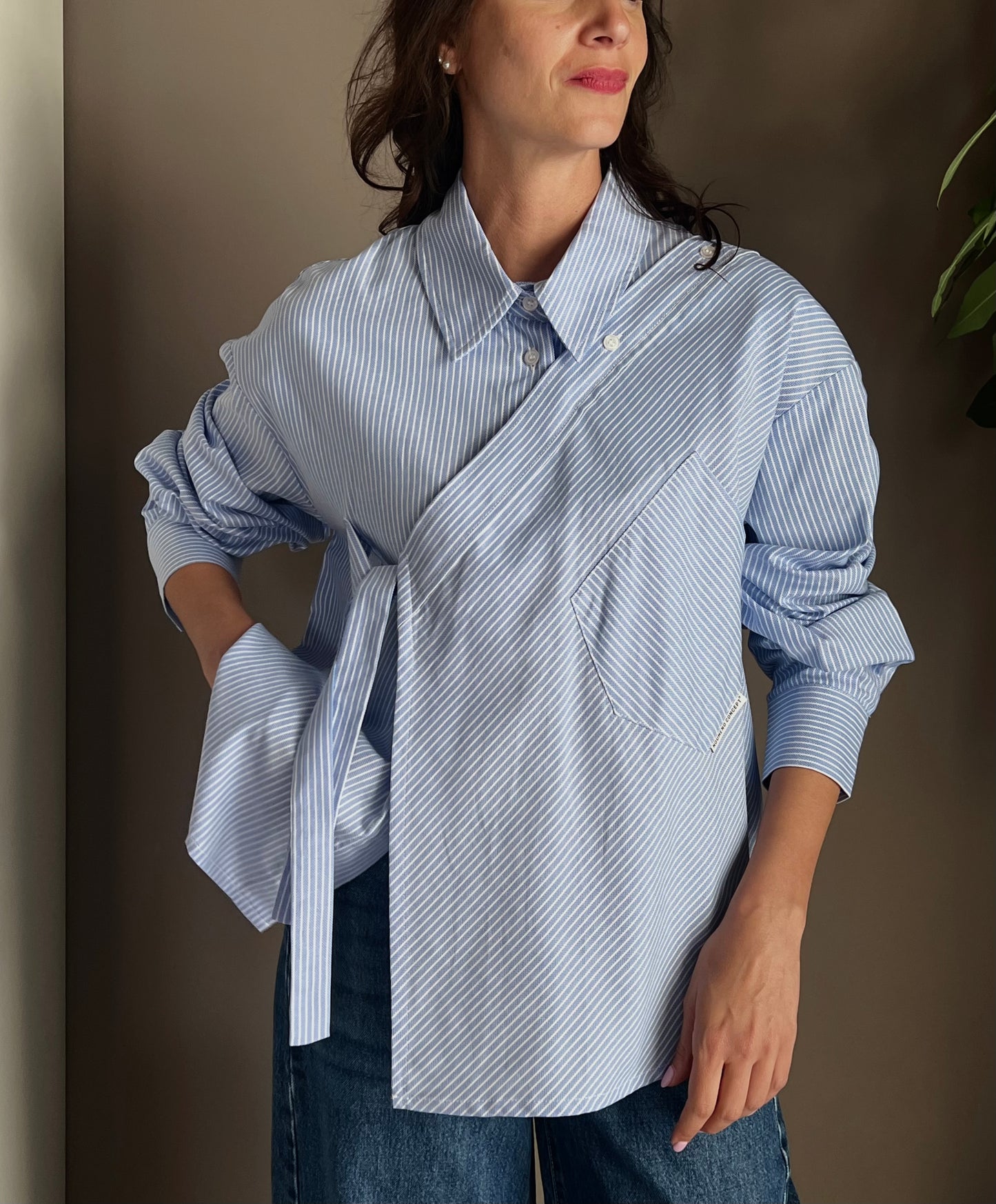 Camicia in cotone asimmetrico