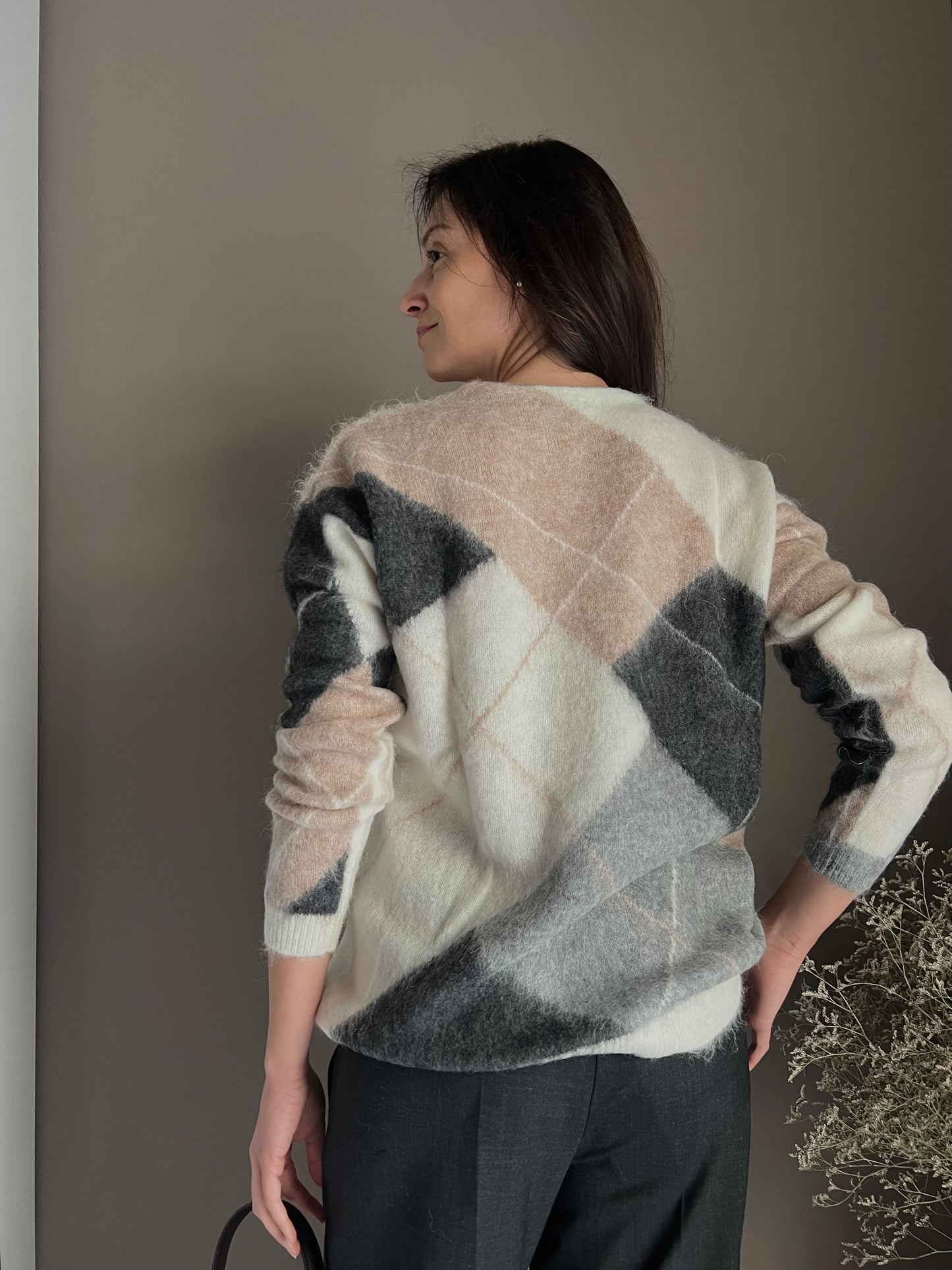Maglia a Losanghe in misto lana e alpaca