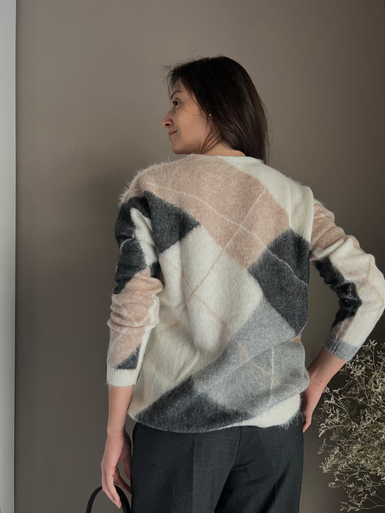 Maglia a Losanghe in misto lana e alpaca