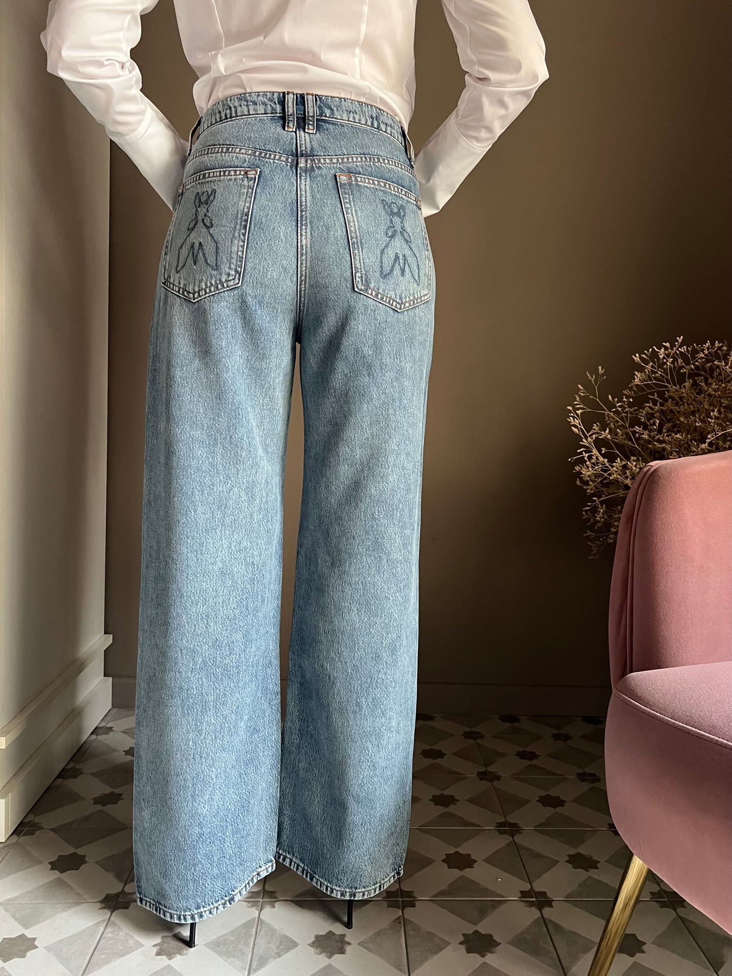 Pantalone denim wide-leg New Warm Blue Wash