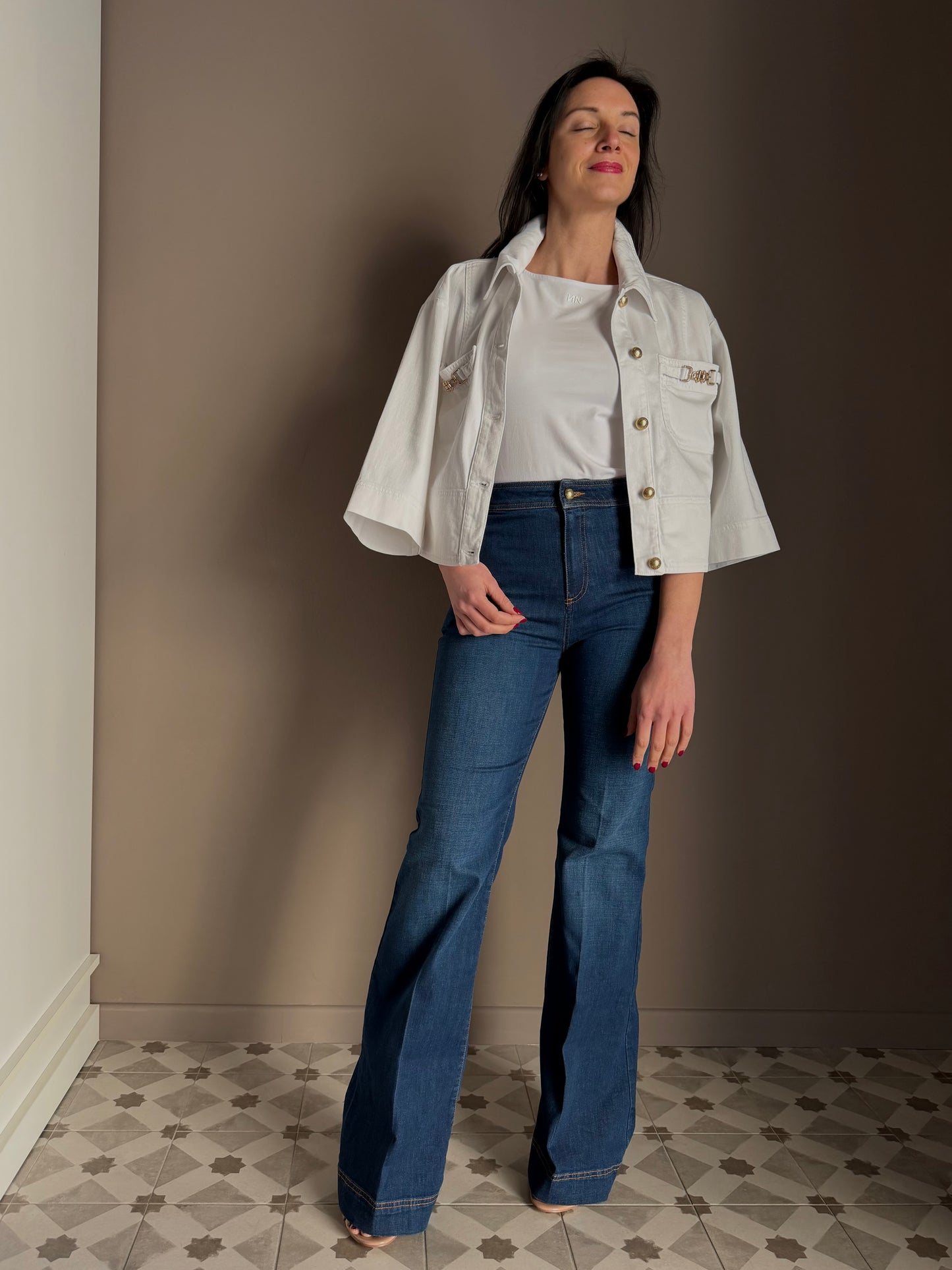 Giacca in denim con dettagli gold