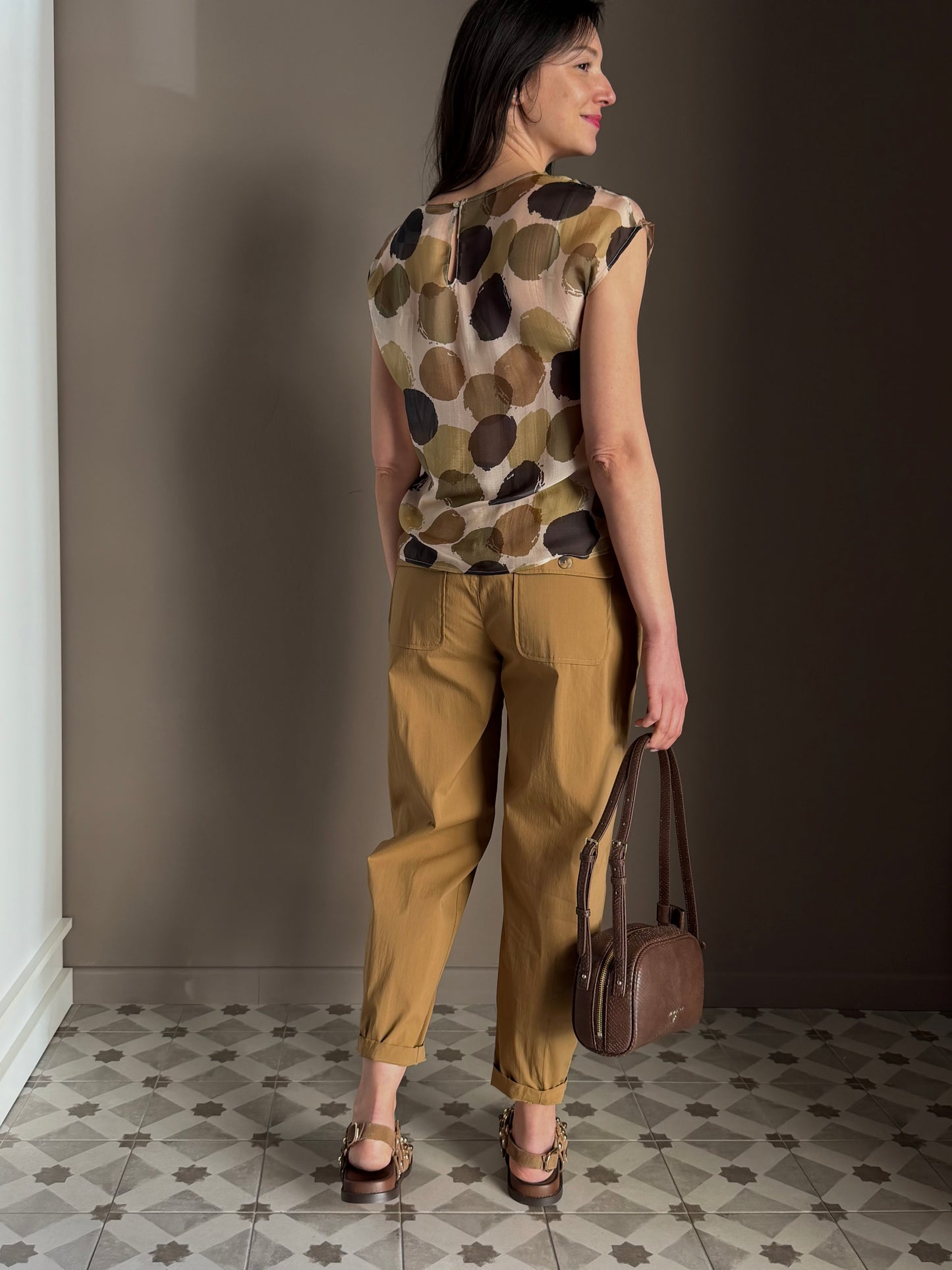 Blusa Alessia Santi in seta e viscosa a pois