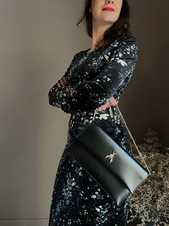 Abito lungo in micro fantasia in velluto