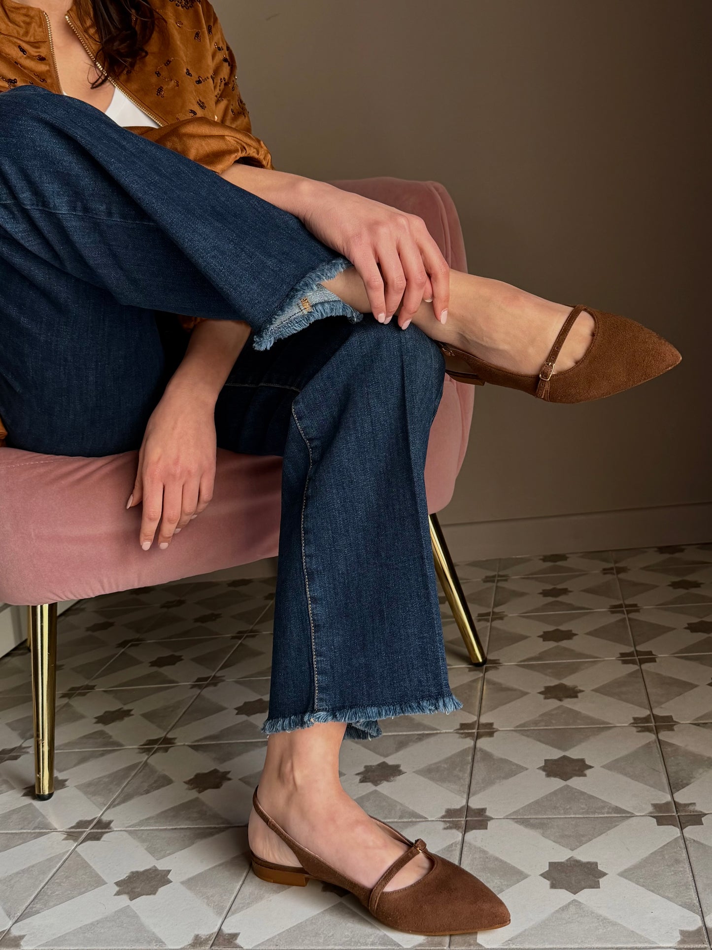 Slingback in camoscio marrone