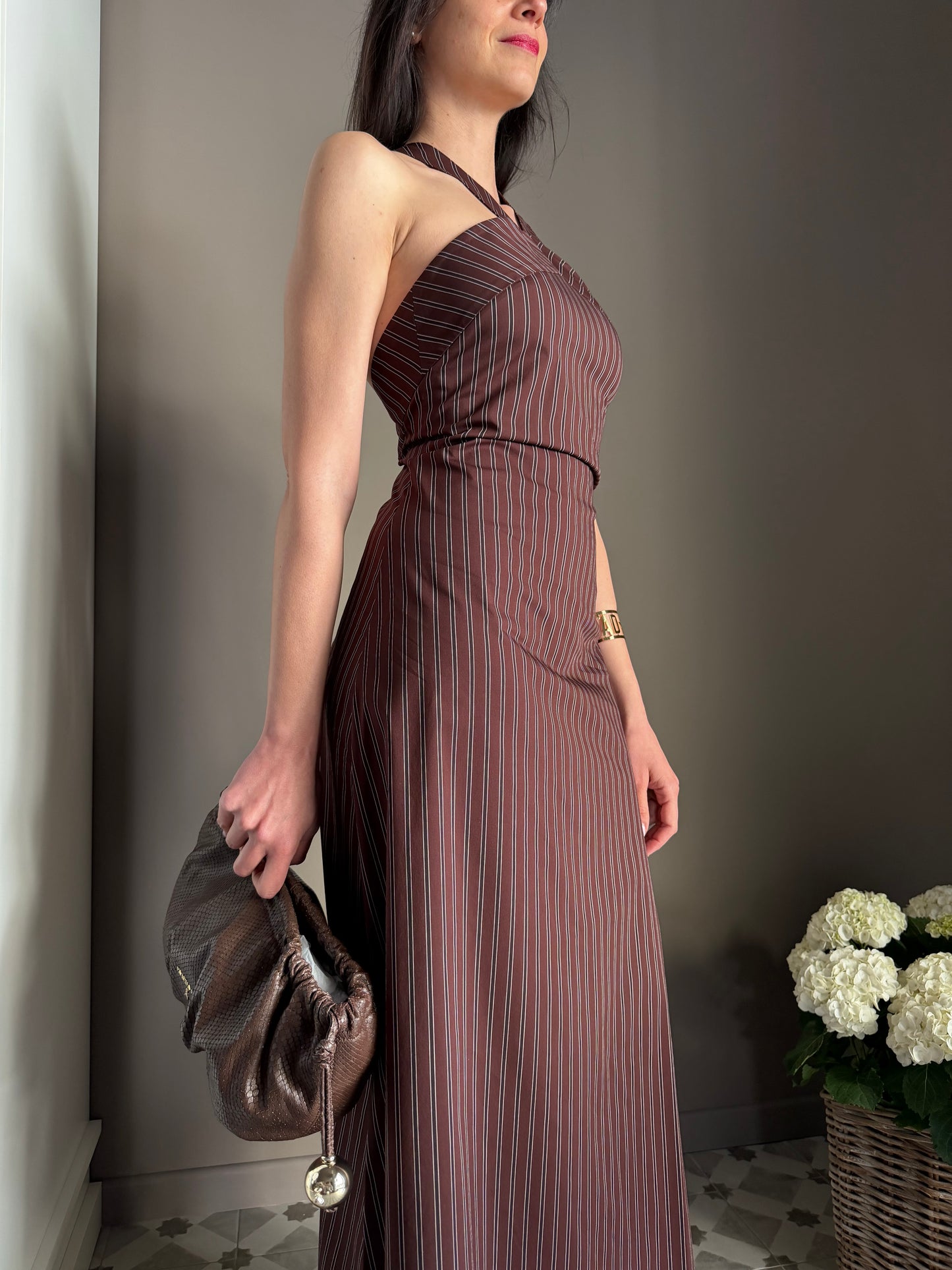 Abito Lungo Brown Stripes