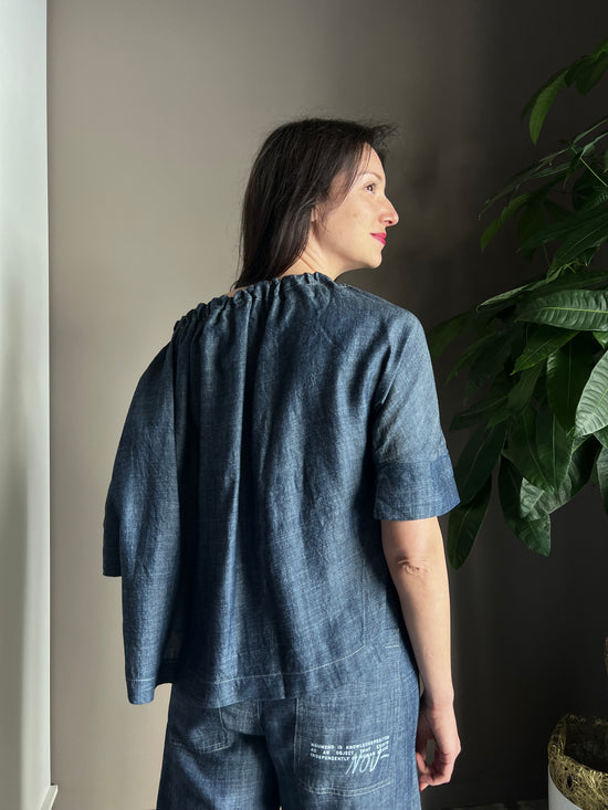 Blusa chambray manica corta