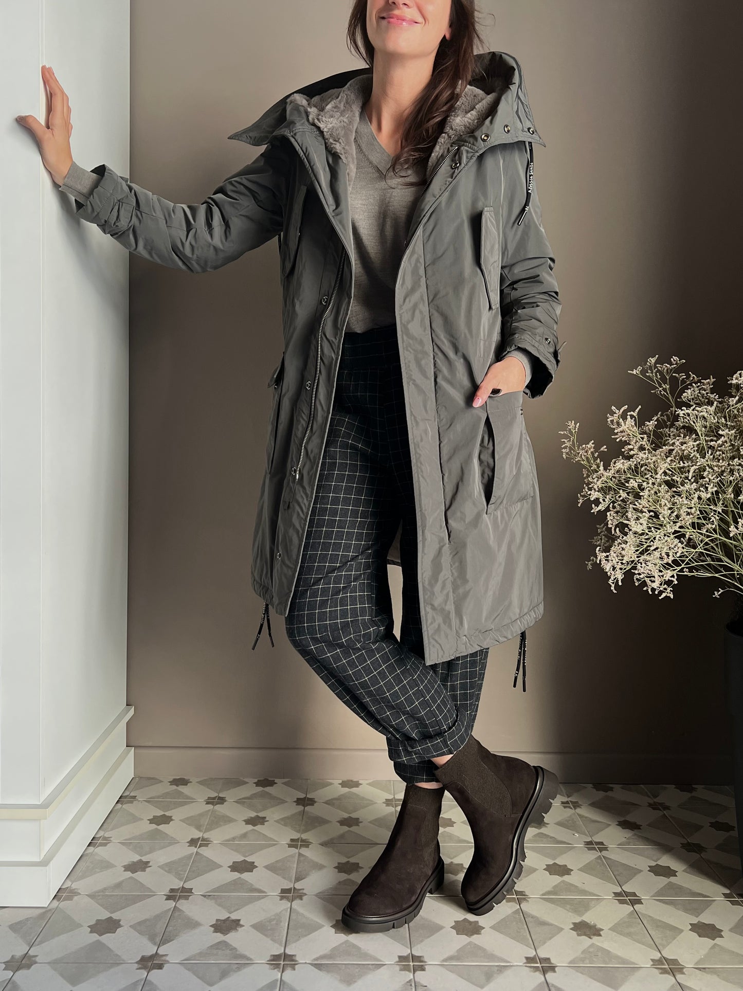 Giubbotto Parka imbottito con fodera in ecopelliccia