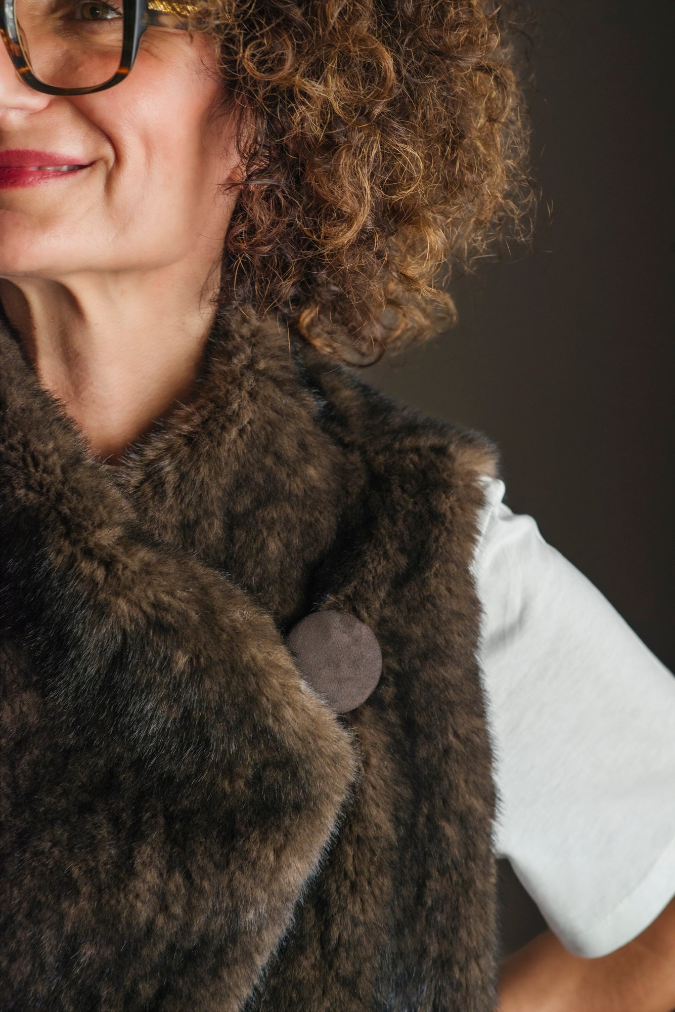 Gilet in ecopelliccia moro