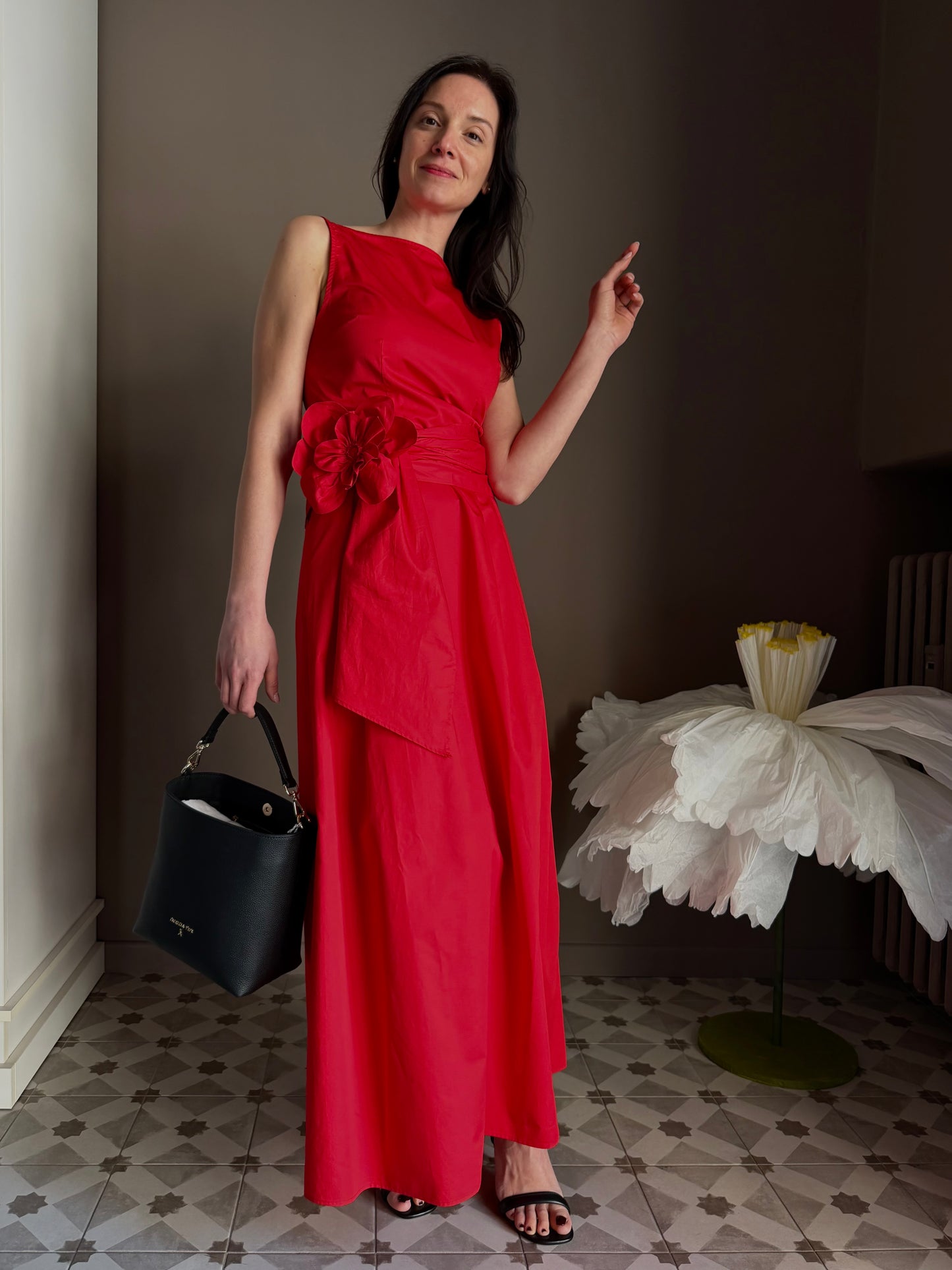 Abito Lungo Nenette in Cotone Rosso