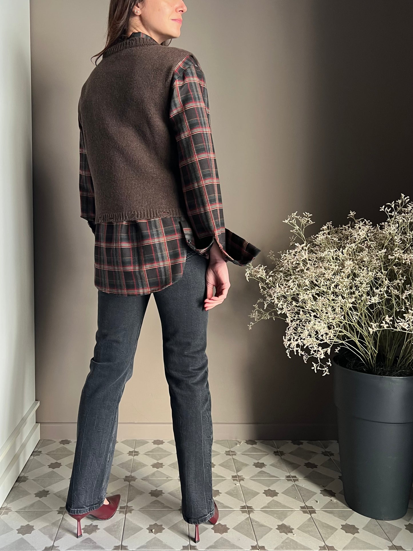 Gilet in maglia a treccia