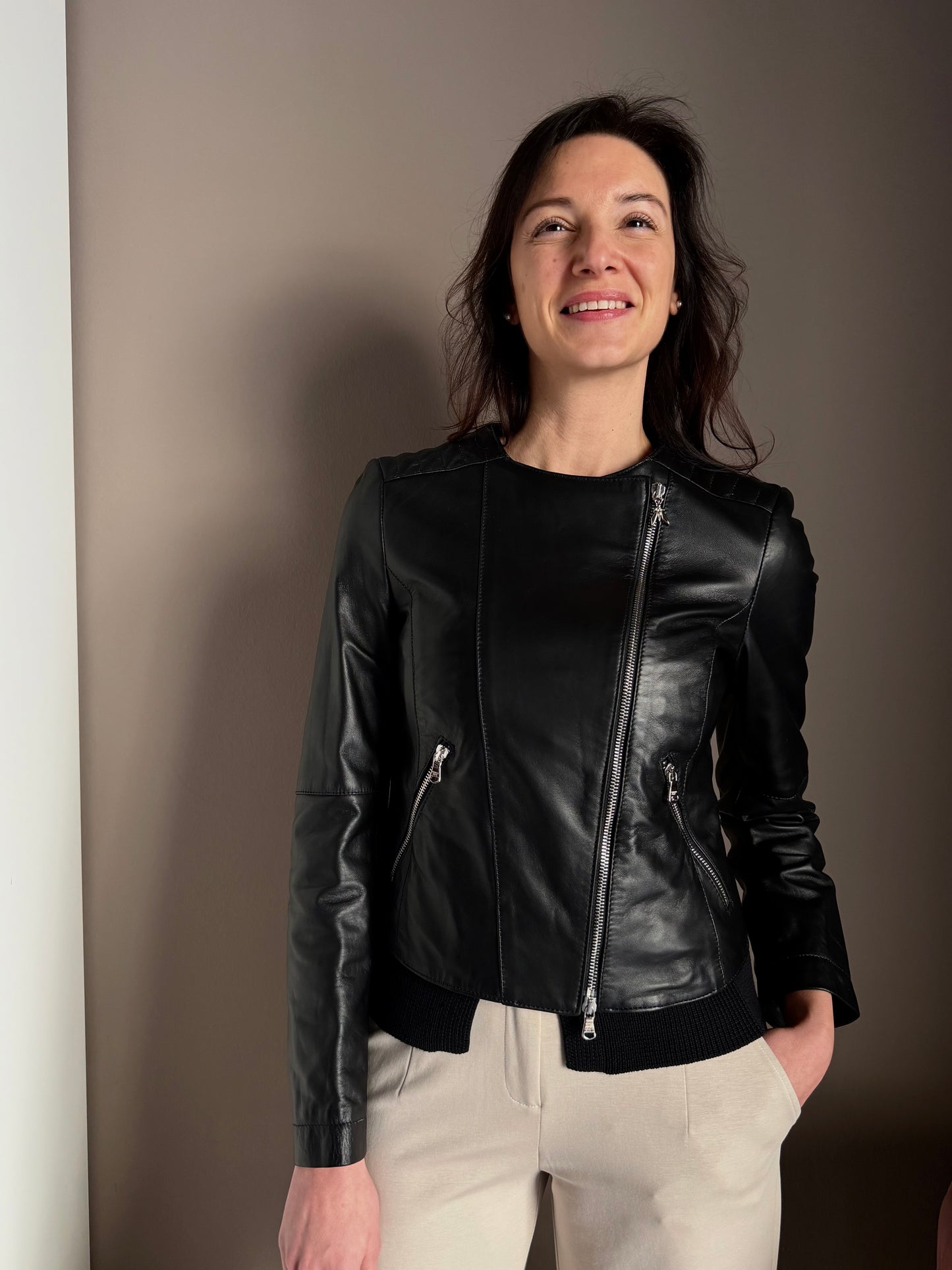 Giacca biker in pelle