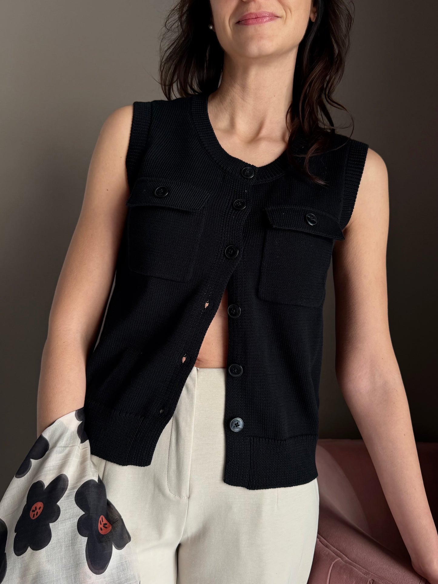 Gilet con taschini in cotone