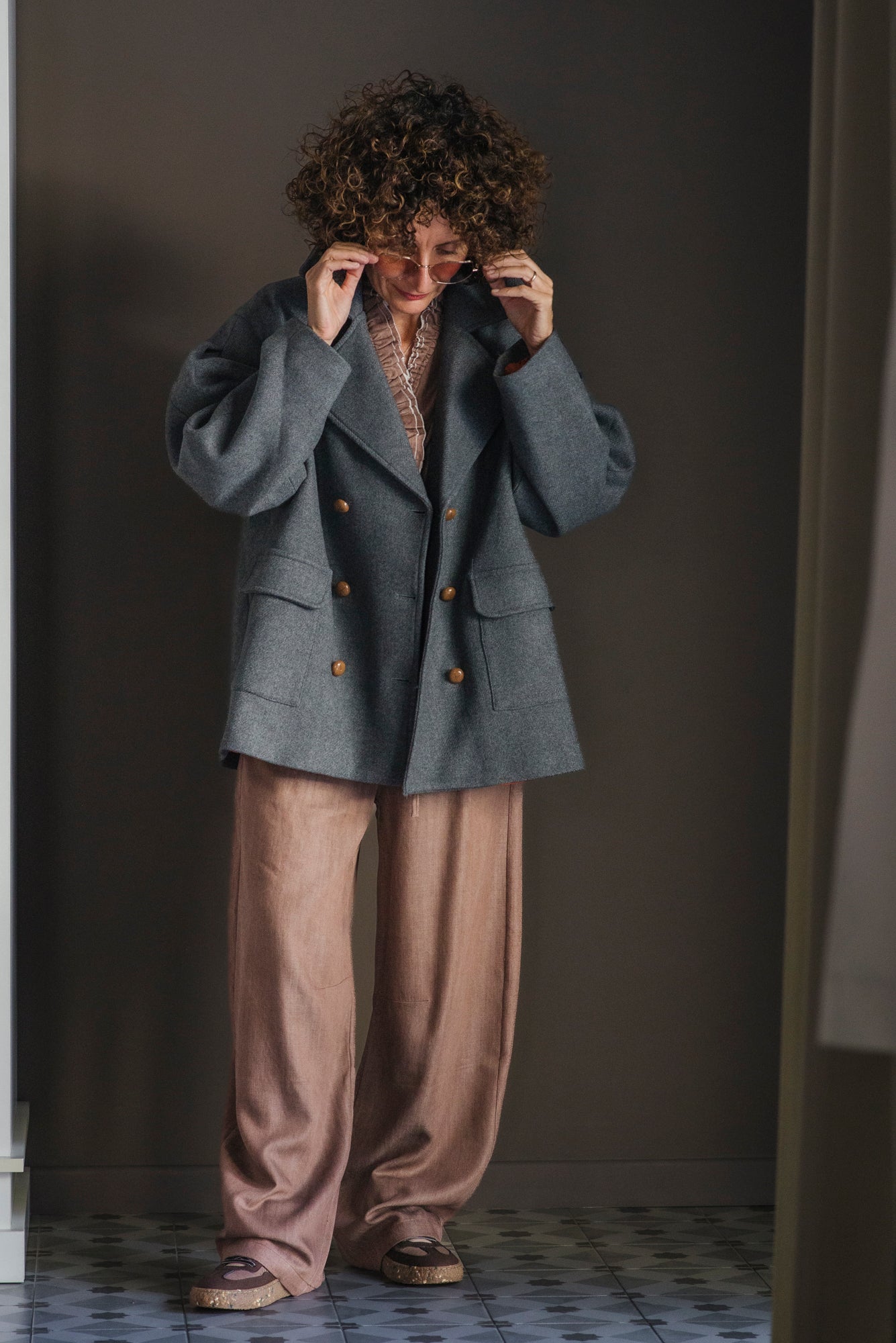 Caban oversize grigio