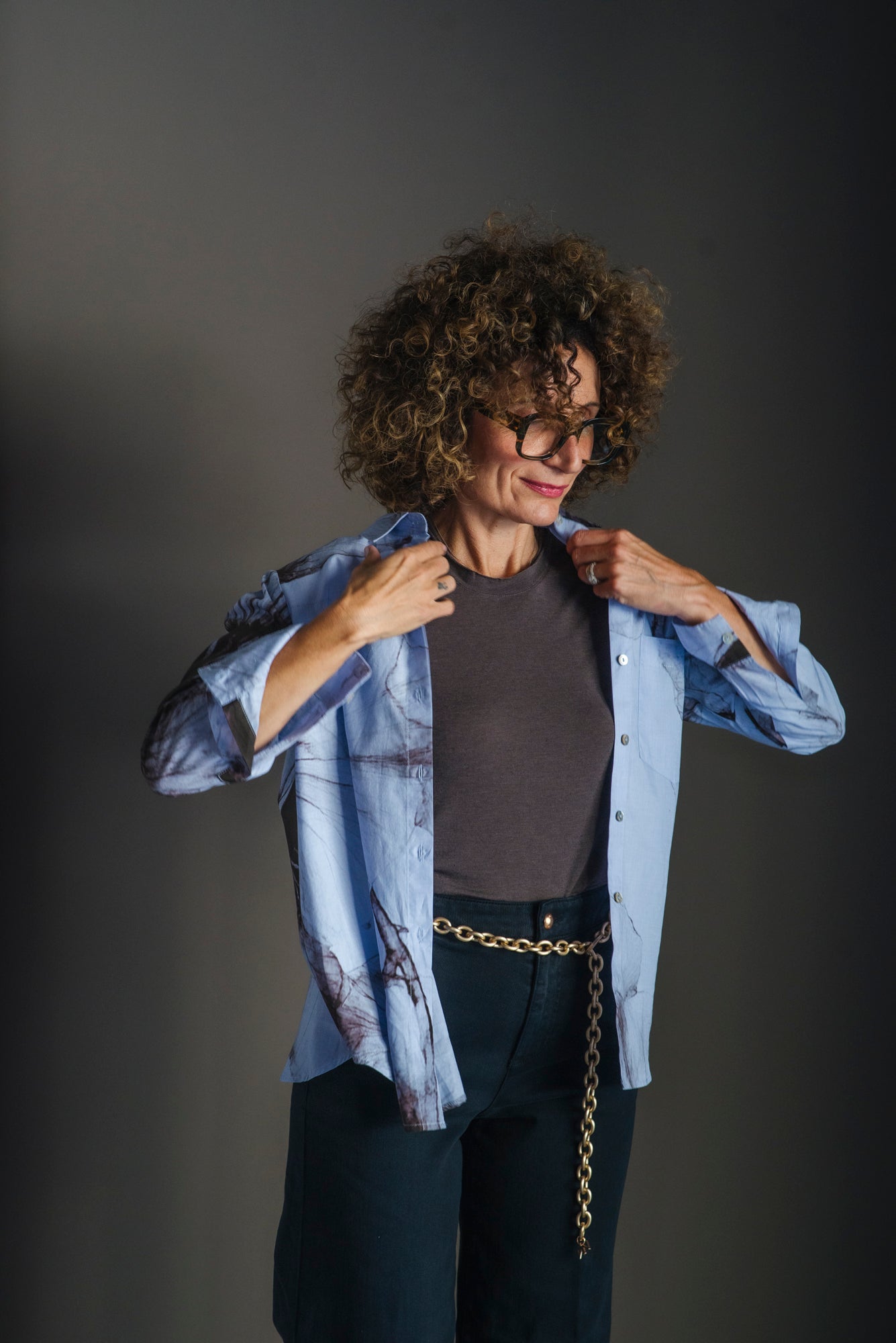 Camicia in cotone con stampa aerografo