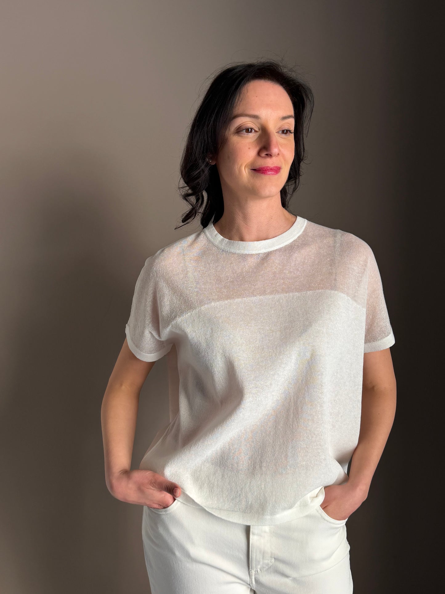 Maglia in Misto Lino e Cotone – Avorio