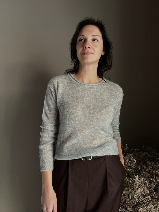 Maglia girocollo in lana e alpaca Noumeno Concept grigio perla