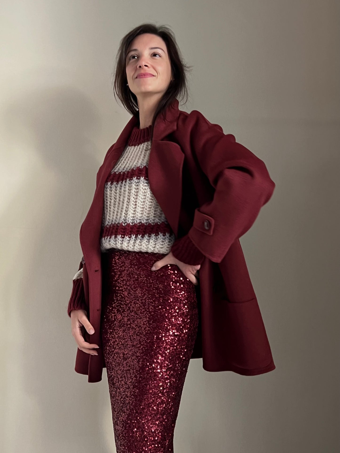 Cappotto doppiopetto burgundi