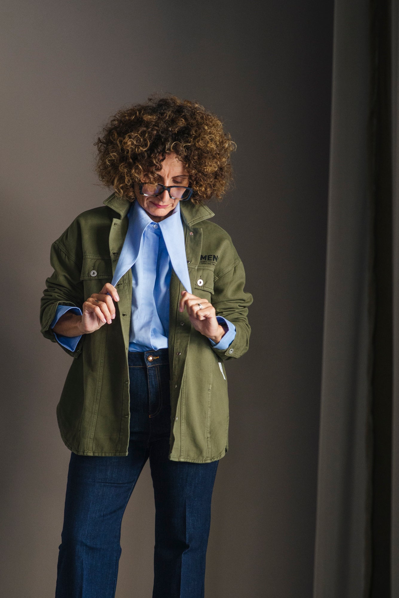 Camicia in cotone Oxford con collo scultoreo