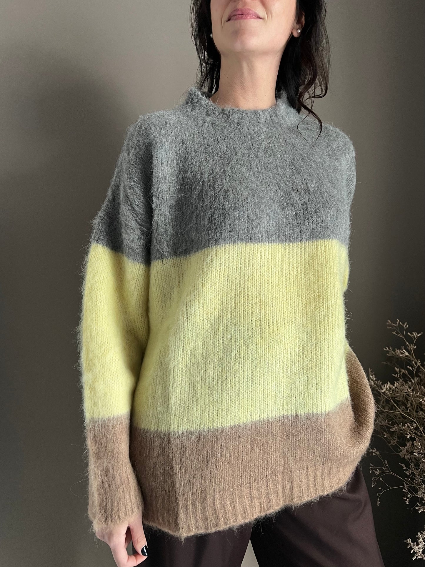 Maglione oversize in alpaca rigato