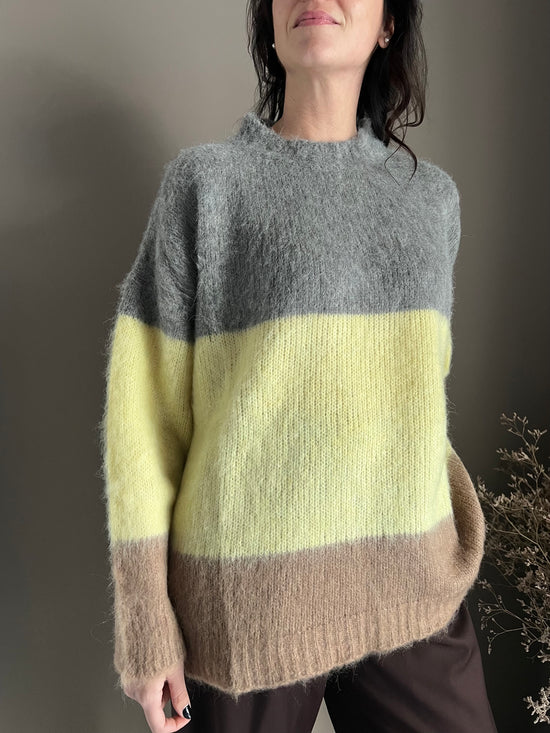 Maglione oversize in alpaca rigato