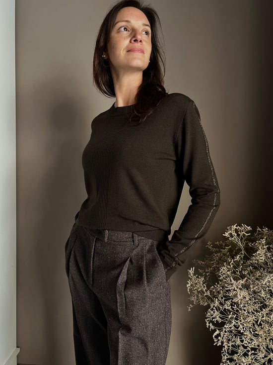 Maglia girocollo Patrizia Pepe in lana chocolate