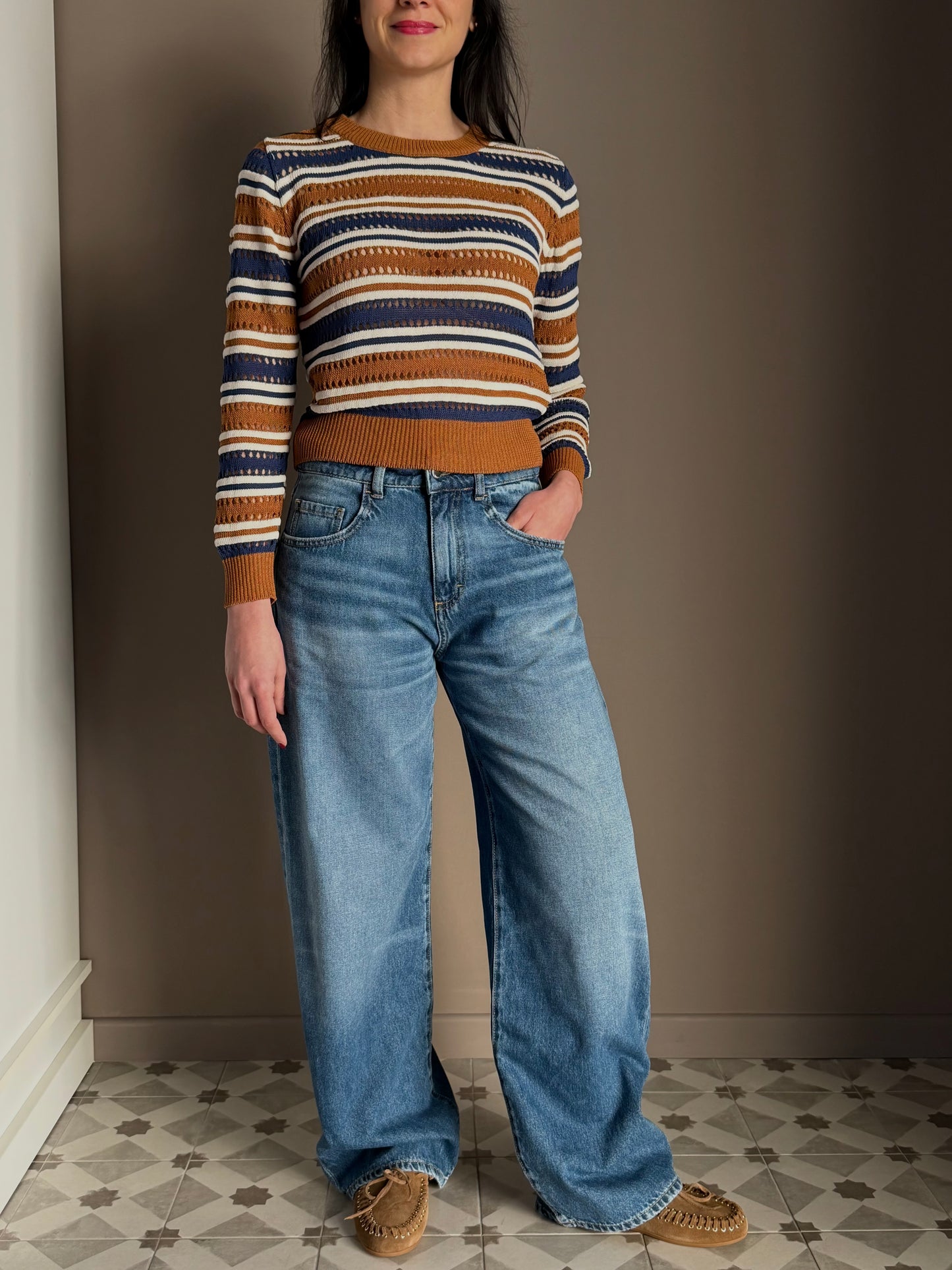 Pantalone Icon Denim modello Bea blu medio