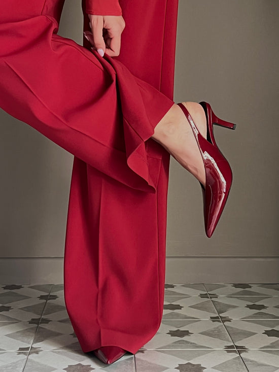 Slingback in vernice glossy Red