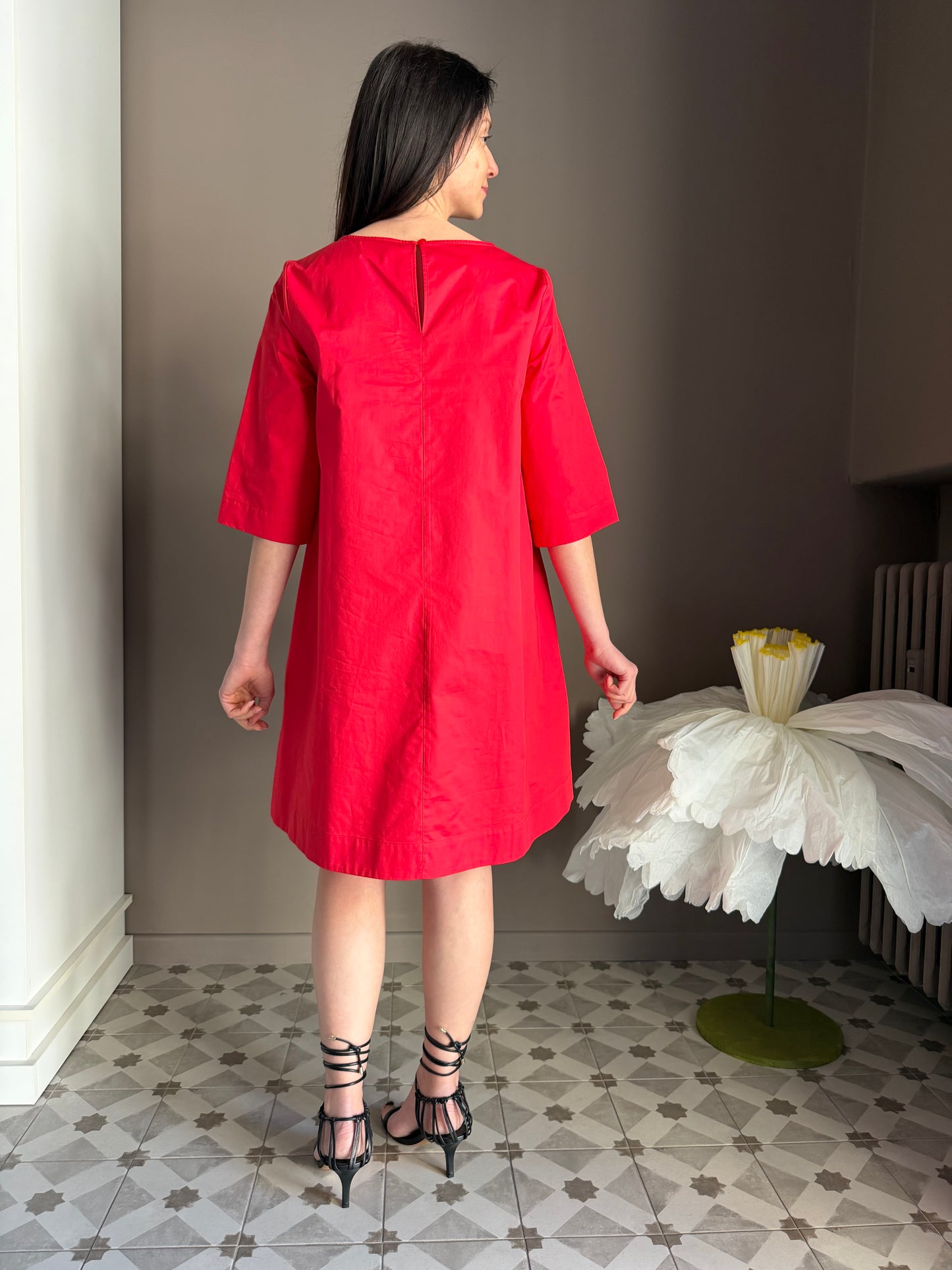 Abito Nenette rosso con fiore