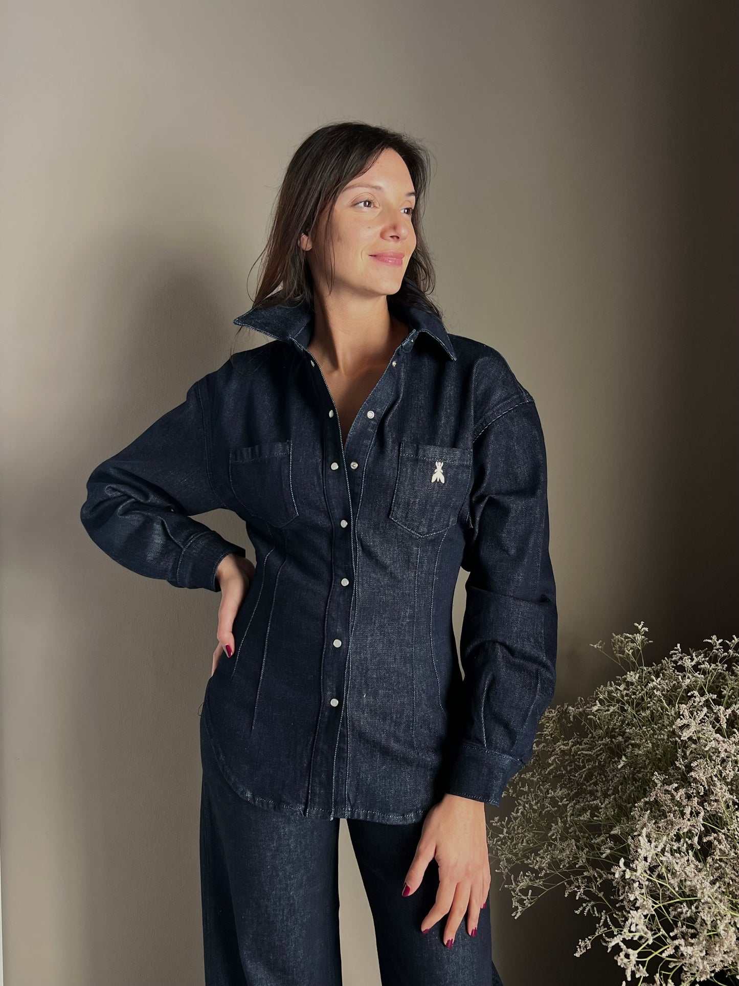 Camicia in Denim con maniche a baloon