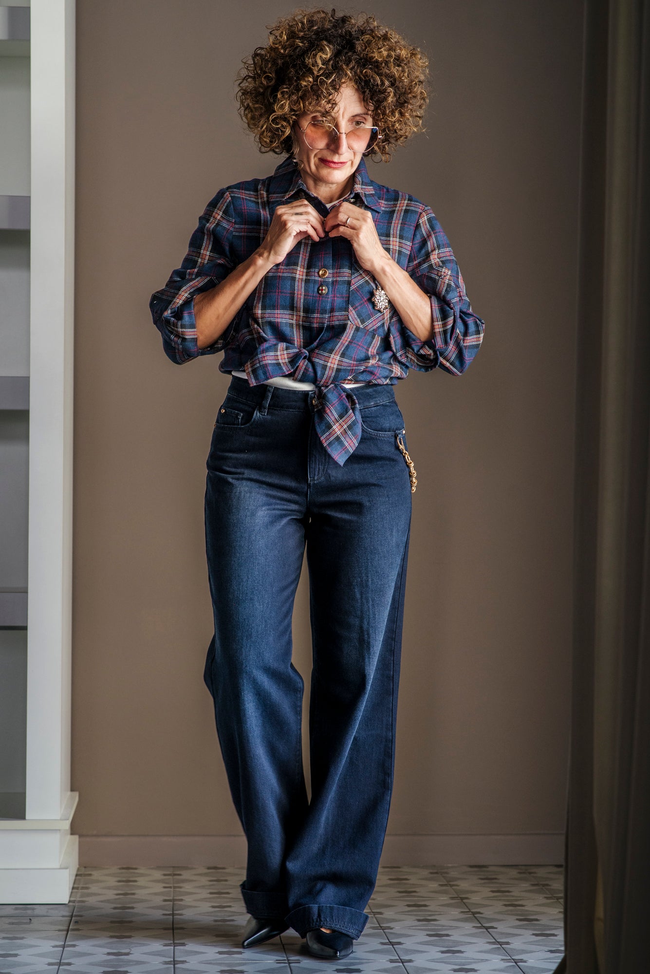 Pantalone denim Nenette blu notte