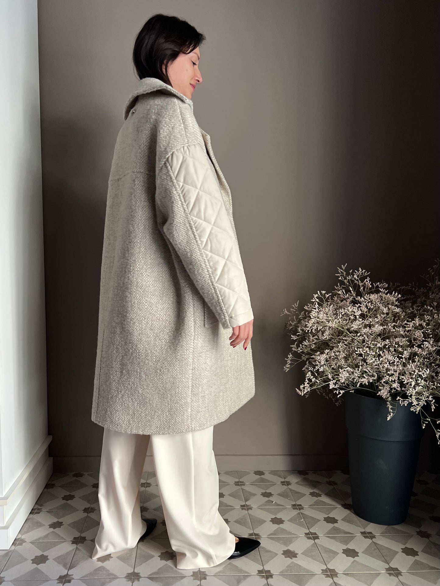 Cappotto midi in misto lana