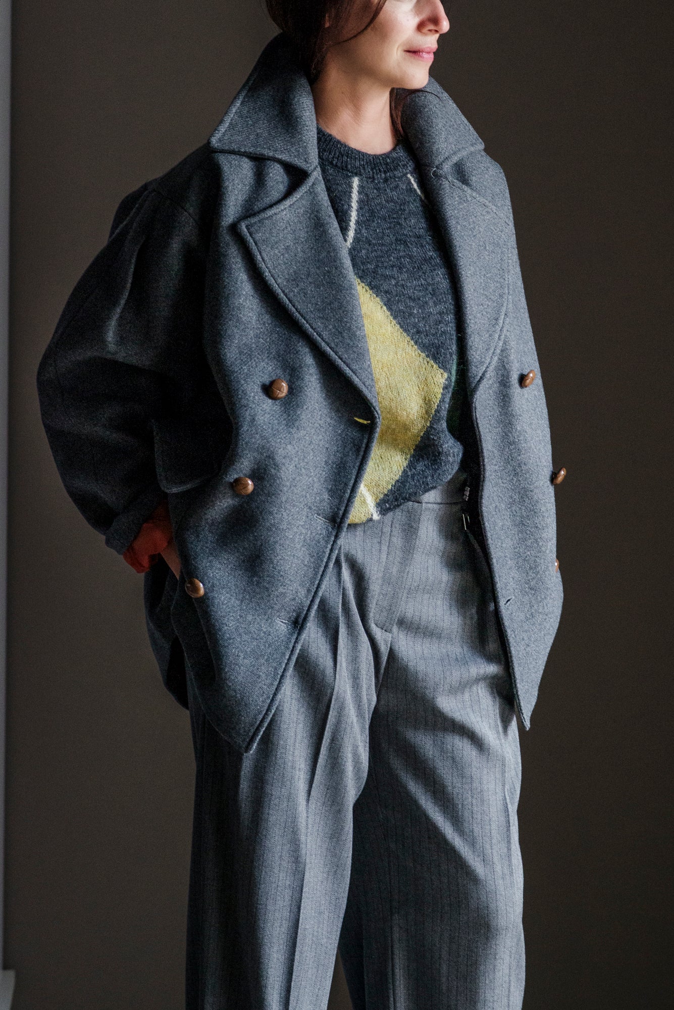 Caban oversize grigio