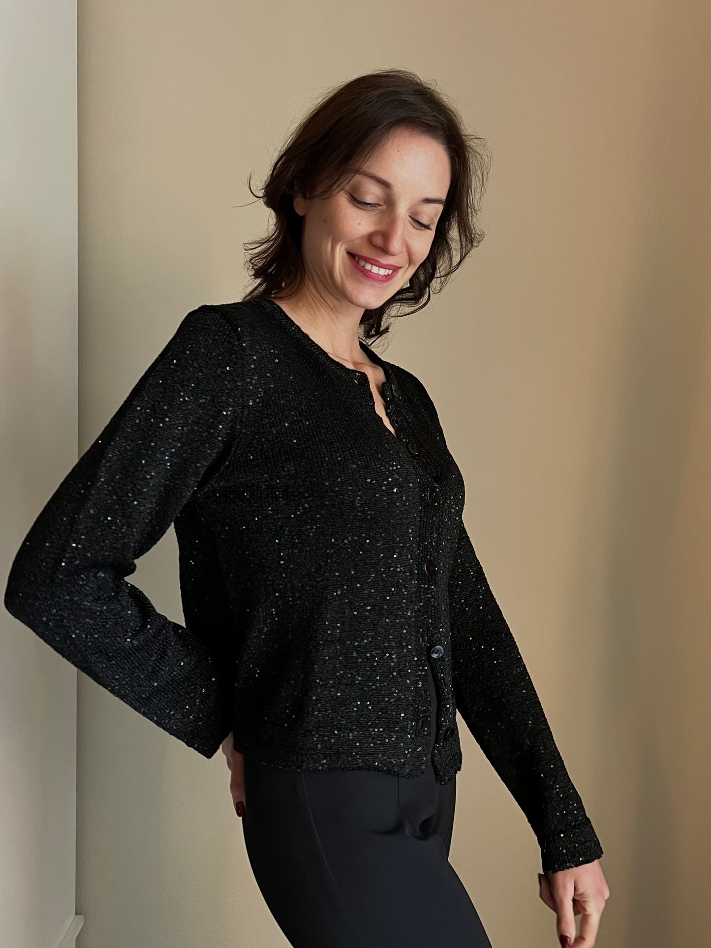 Cardigan in viscosa di paillettes