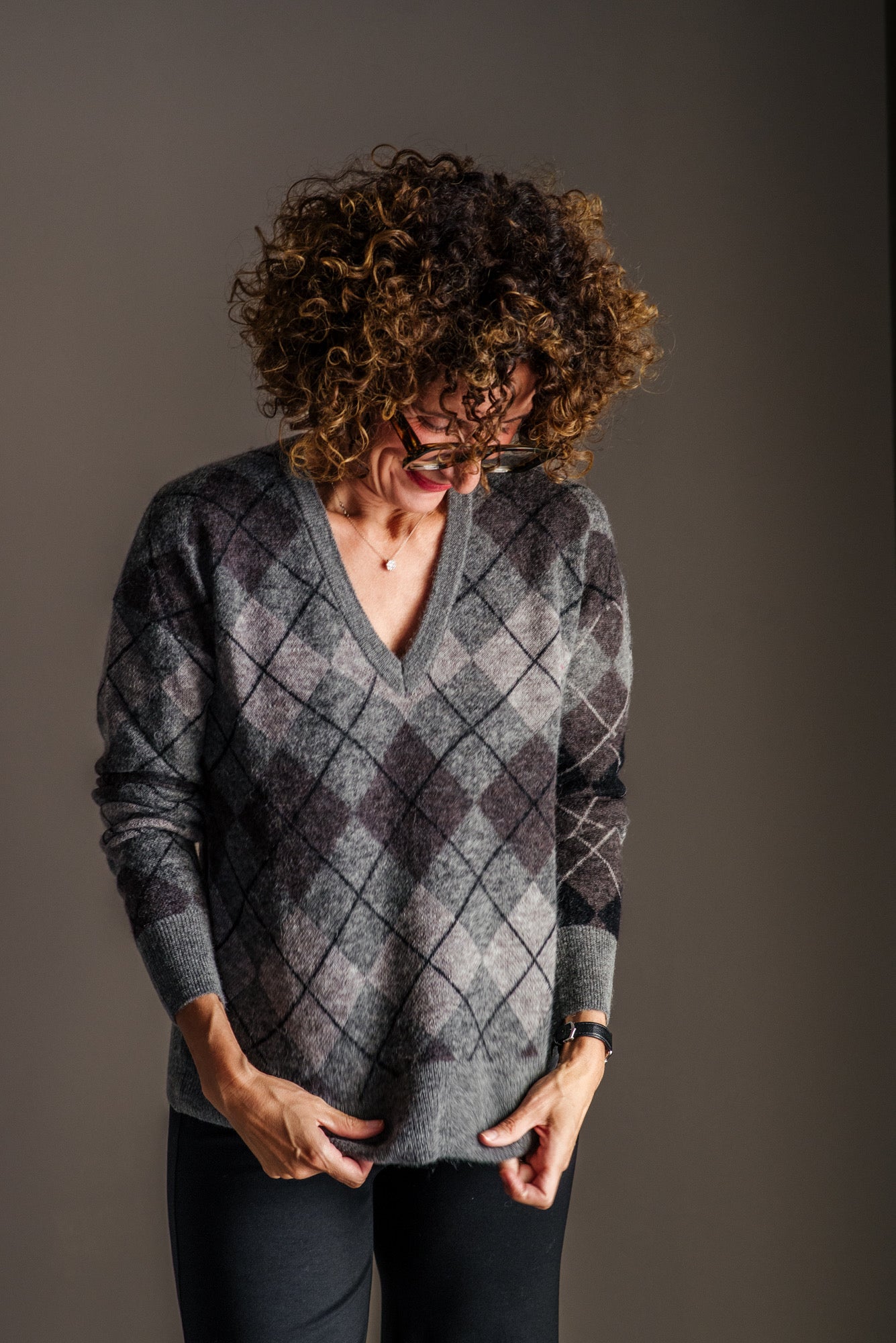 Pull Argyle a Scollo a V Alessia Santi