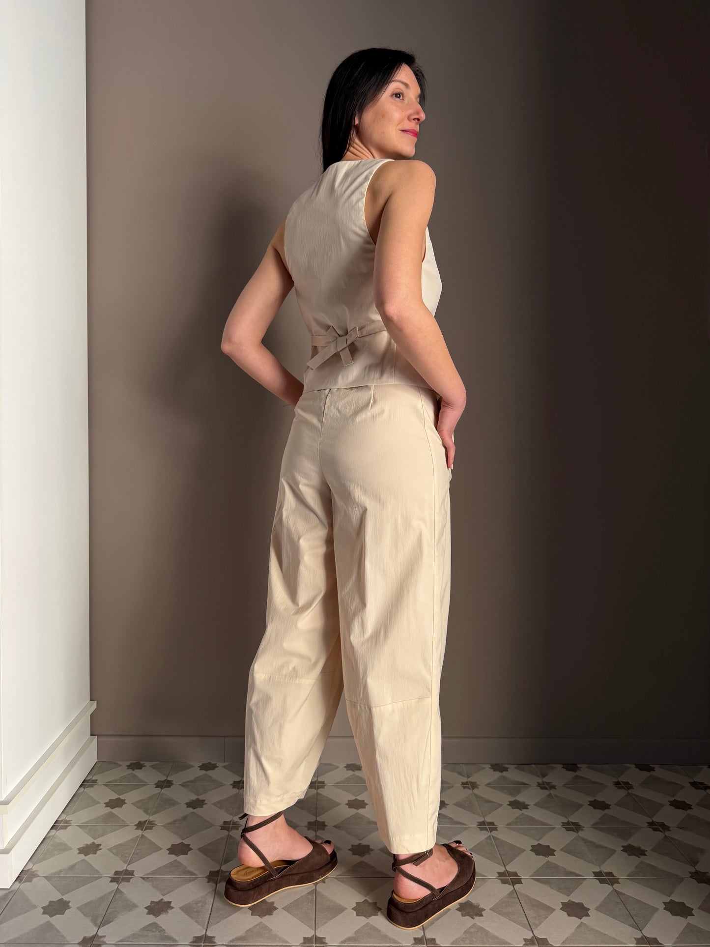 Pantalone “Balloon” Cotone beige