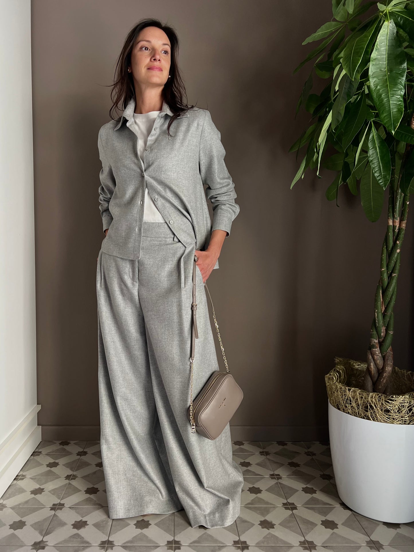 Camicia in flanella grigio perla