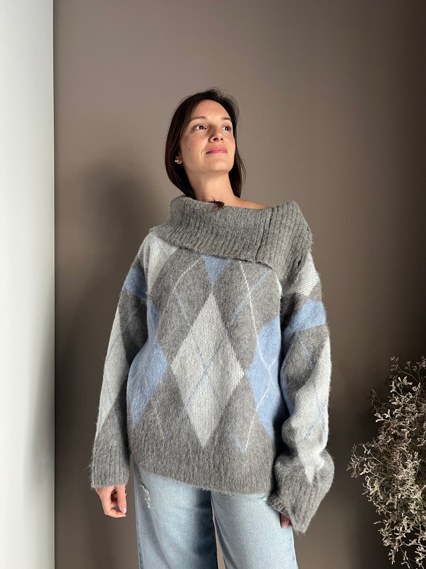 Maglia oversize losanghe Solo Tre