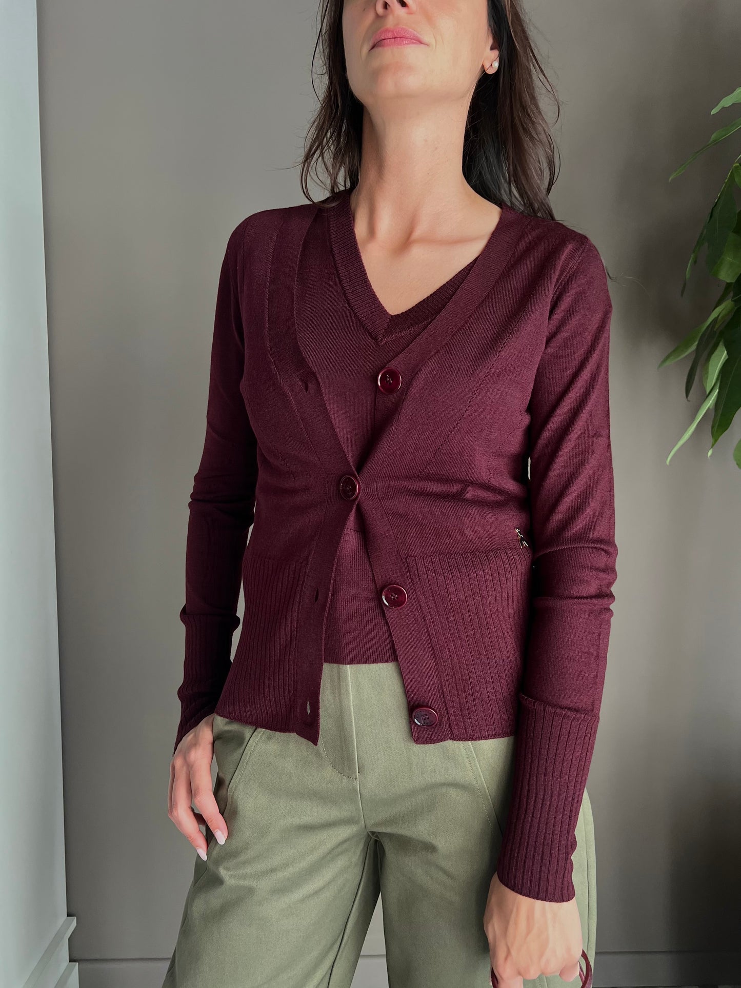 Cardigan in pura lana Patrizia Pepe Purple Red