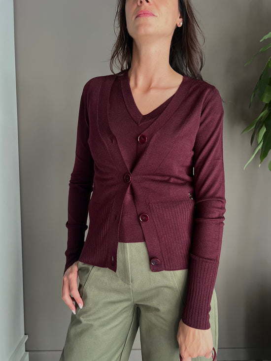 Cardigan in pura lana Patrizia Pepe Purple Red