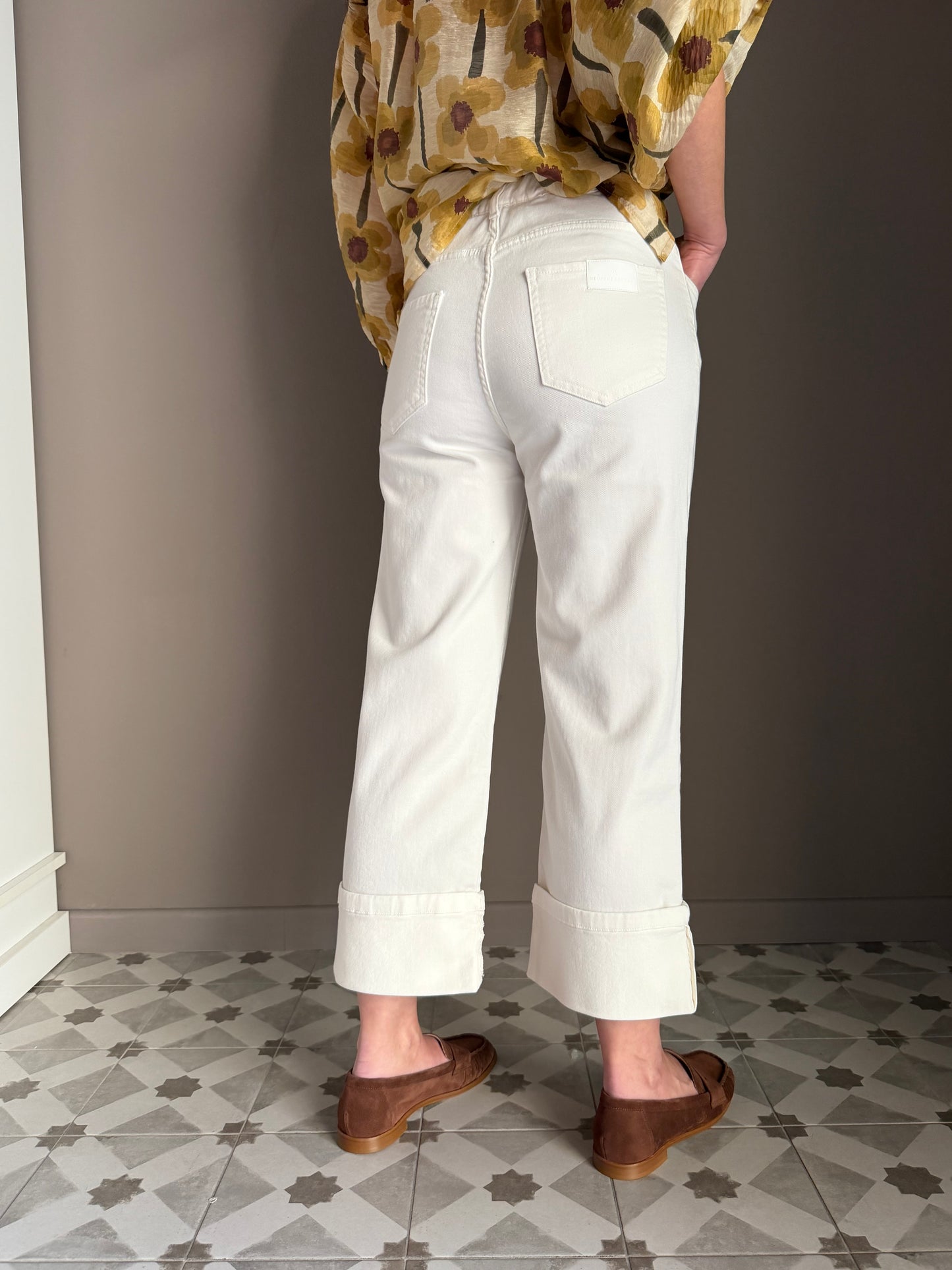 Pantalone straight in drill di cotone