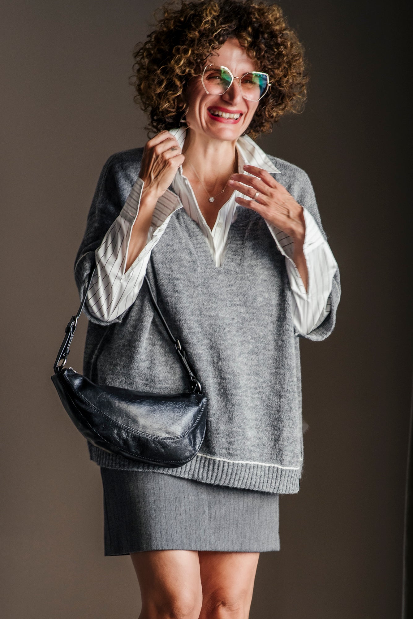 Maglia boxy in alpaca manica corta
